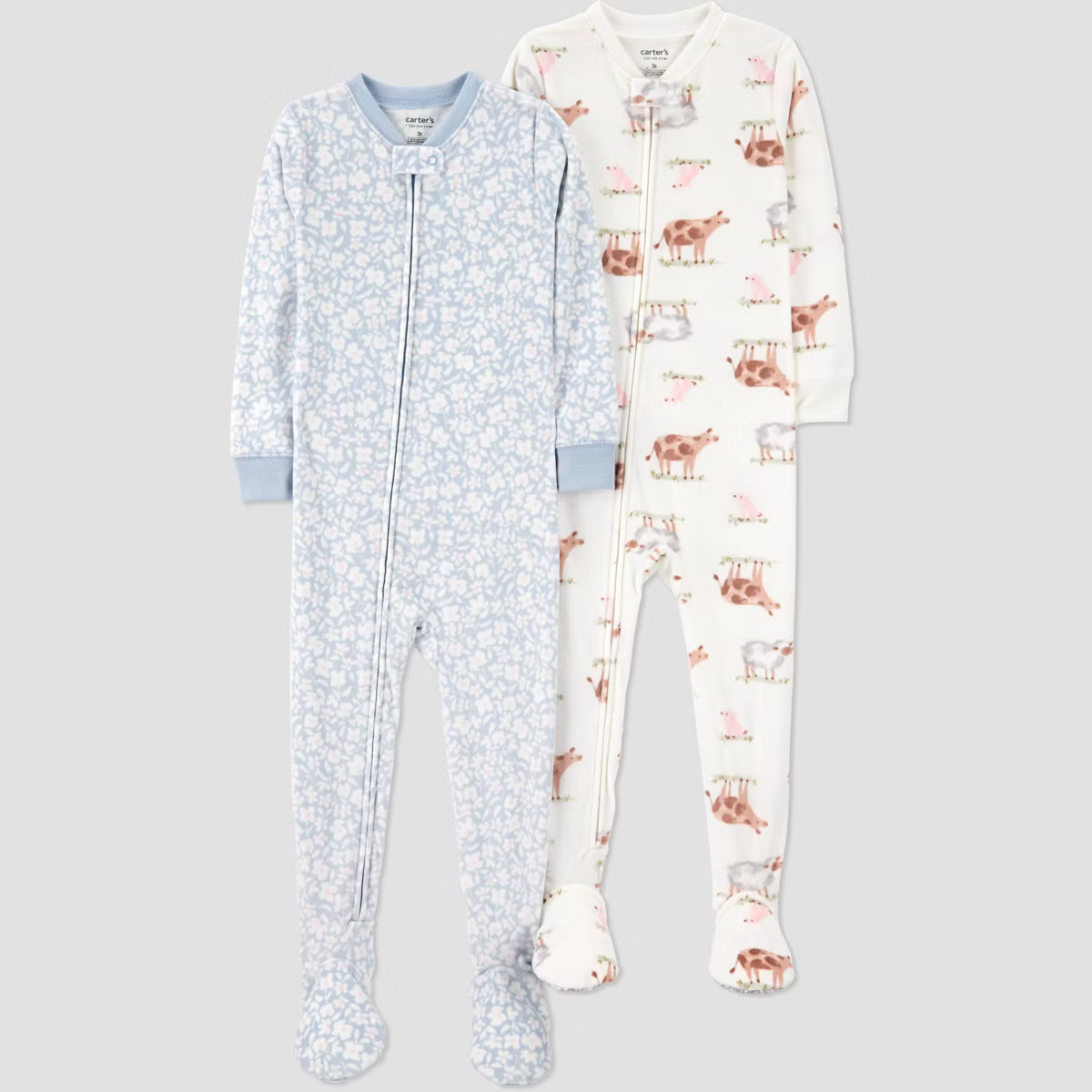 Carter's Just One You® Toddler Girls' 2pk Snug Fit Long Sleeve Velour Footed Pajama | Target