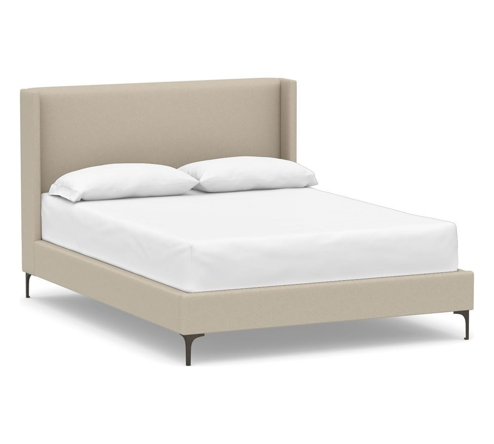 Jake Upholstered Platform Bed With Metal Legs | Pottery Barn (US)