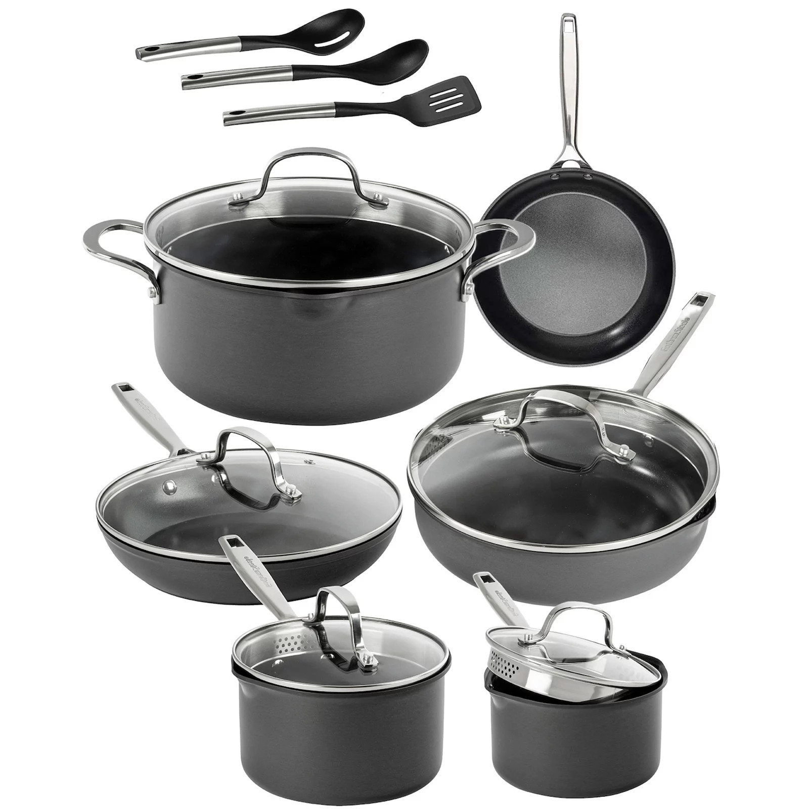 Gotham Steel Professional Hard Anodized 15-pc. Ceramic Nonstick Cookware Set with Utensils, Black | Kohl's