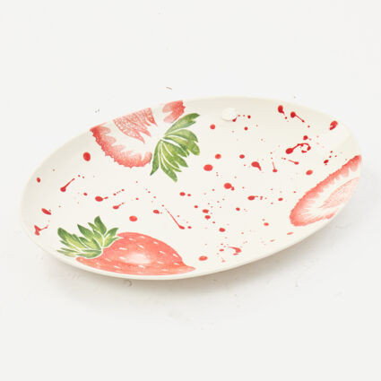 White Strawberry Ceramic Oval Platter | TK Maxx