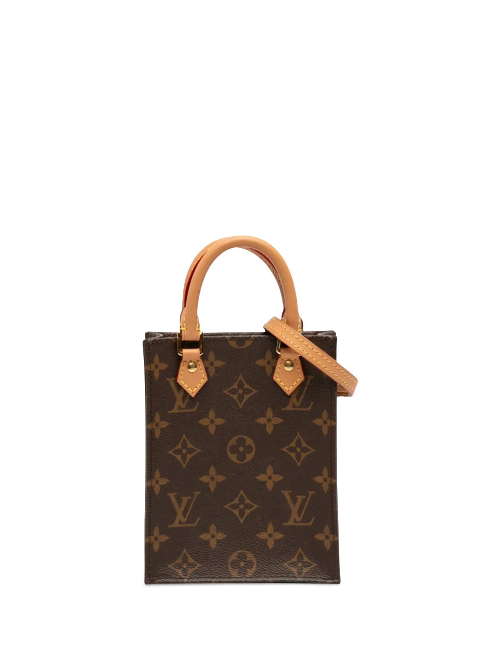 Louis Vuitton Pre-Owned 2021 Monogram Petit Sac Plat Satchel | Brown | FARFETCH | Farfetch Global