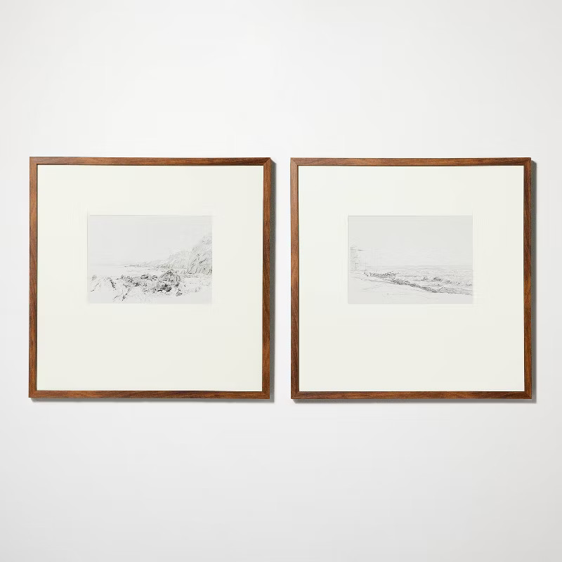 (Set of 2) 20" x 20" Seaside Etchings UG Weighted Mat Frame Beige - Threshold™ designed with St... | Target