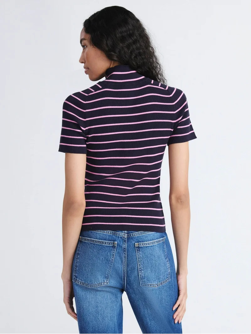 Free Assembly Women's Cozy Yarn Mock Neck Sweater with Short Sleeves, Lightweight, Sizes XS-XXL | Walmart (US)