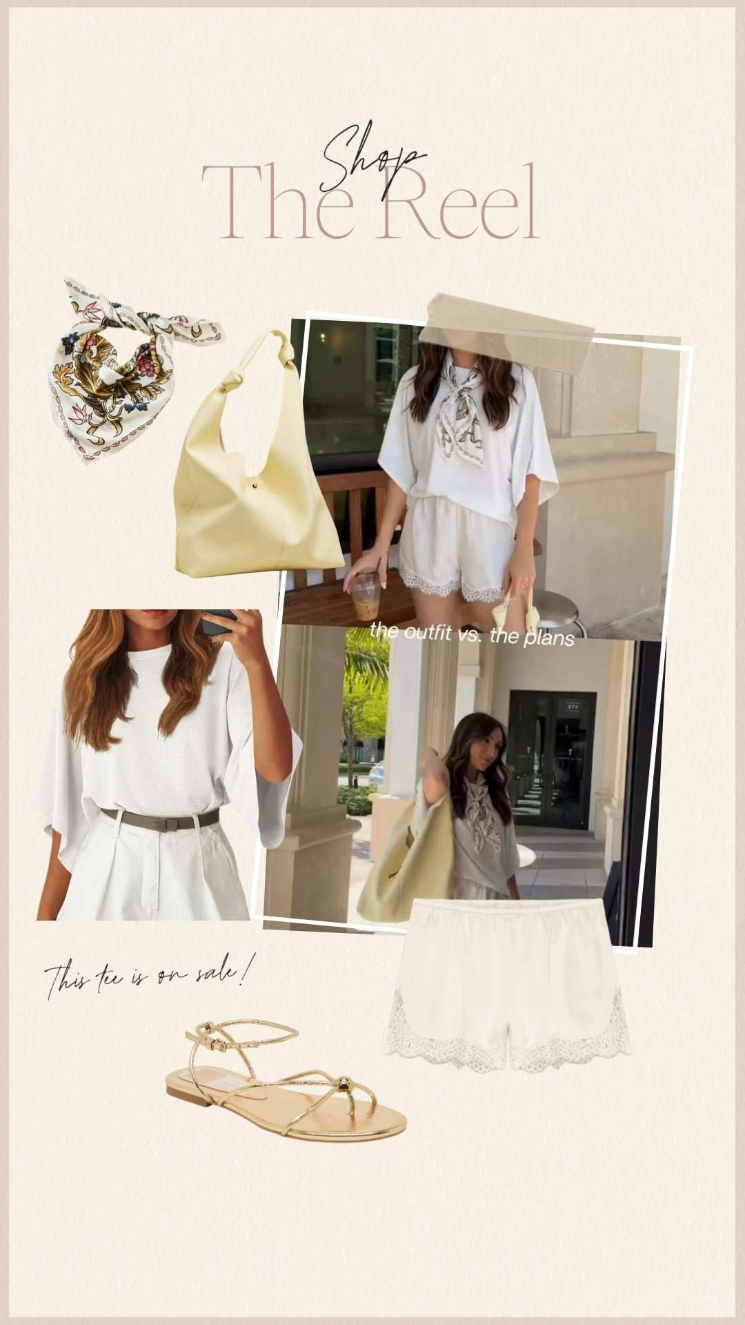 A good oversized tee and comfy shorts will never fail you, especially when they’re this cute and on sale. Dressed it up with a silk scarf, gold sandals, and a soft neutral bag for that effortless, put together look! 

 #LTKgrwm #LTKootd #LTKPetite