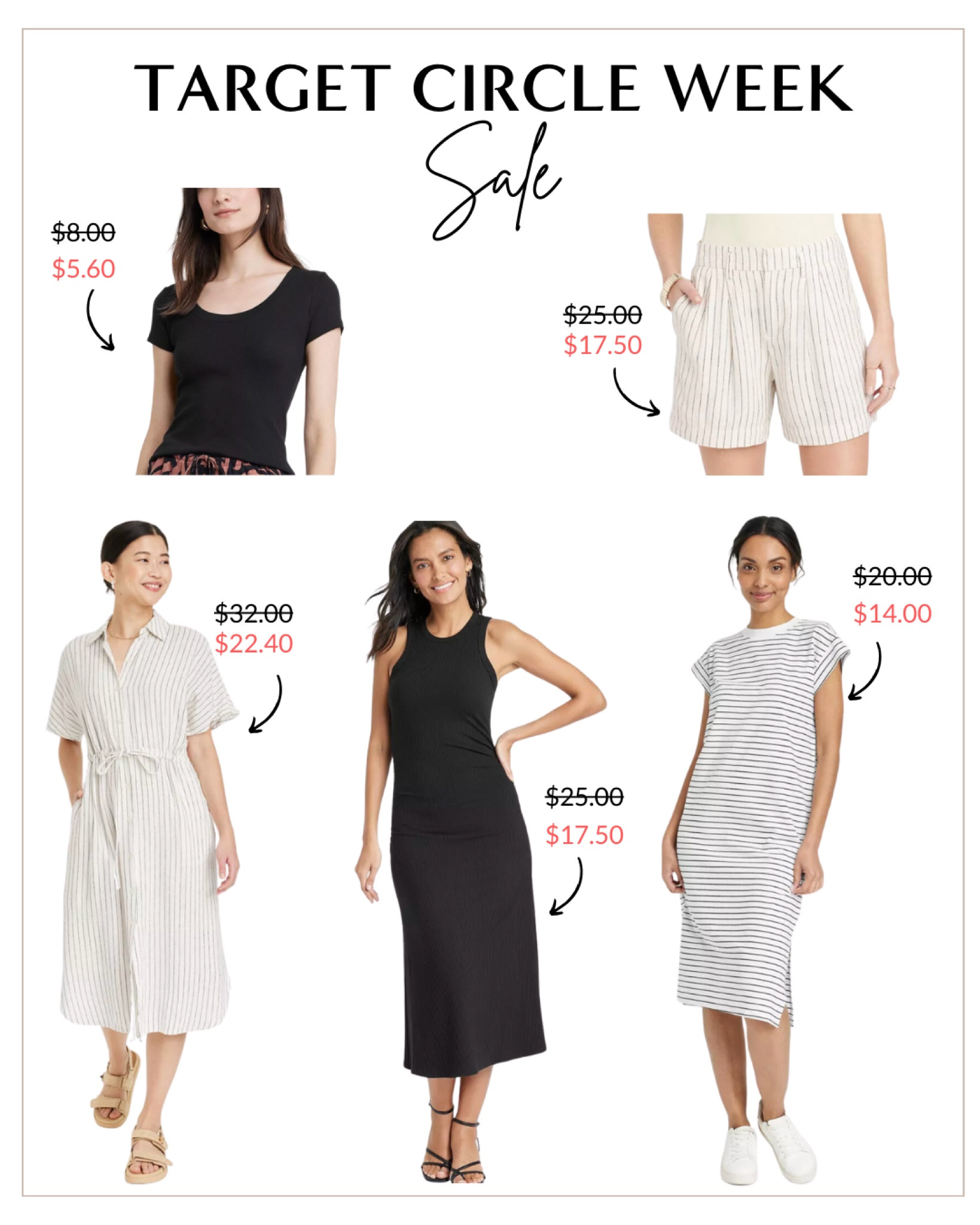 Target Circle Week Sale 🎯 Items just added to my closet are on sale! 

Tailored shorts, black tee, linen dress, tank dress, t-shirt tee dresss

#LTKSummerSales