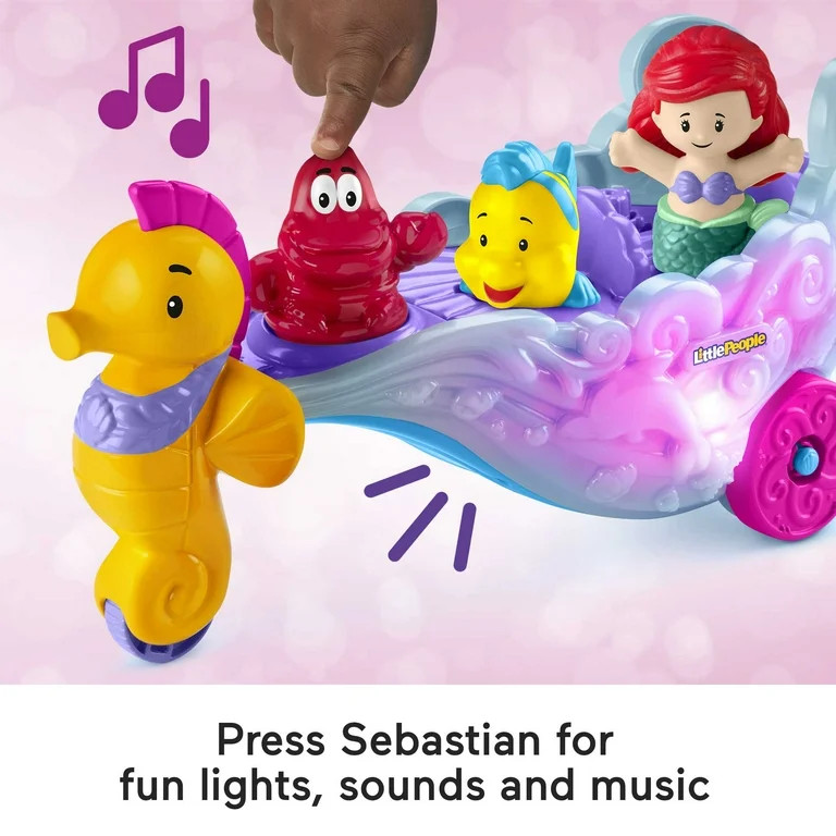 Disney Princess Ariel's Light-Up Sea Carriage Little People Musical Vehicle for Toddlers | Walmart (US)