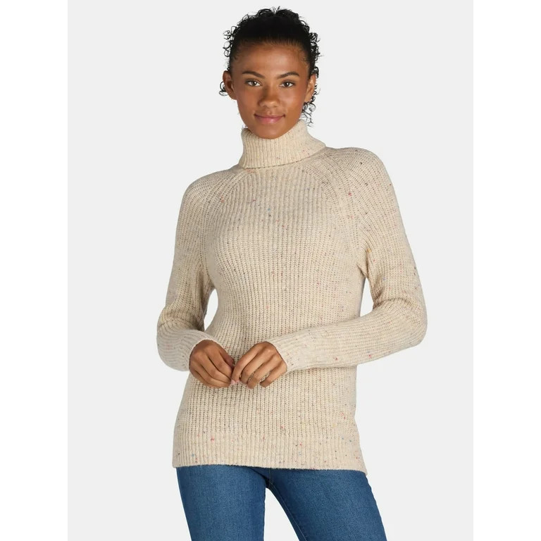 Time and Tru Women’s Flecked Turtleneck Sweater, Midweight, Sizes XS-XXXL | Walmart (US)