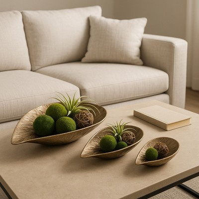 Decorative Leaf Bowls for Coffee Table Decor - Perfect Centerpiece Table Decoration or Kitchen Counter -Set of 3, 6", 4", 3", Gold & Metallic | Target