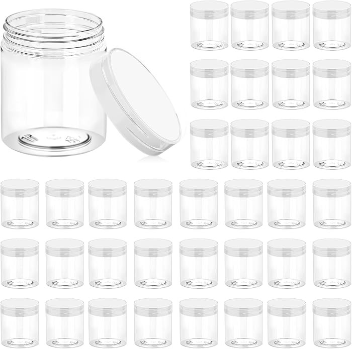 Eternal Moment 36 Pack 8 OZ Plastic Jars Round Clear Cosmetic Container Jars with Clear Lids, Per... | Amazon (US)