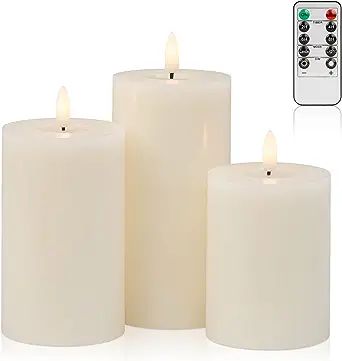 ANGELLOONG Flickering Flameless Candles with Remote, Real Wax Battery Operated Candles with Timer... | Amazon (US)