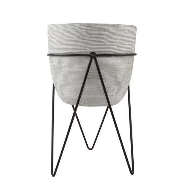 Flora Bunda EM1745E-GY 12.5 in. Tall Grey Cement Planter on Stand | Walmart (US)