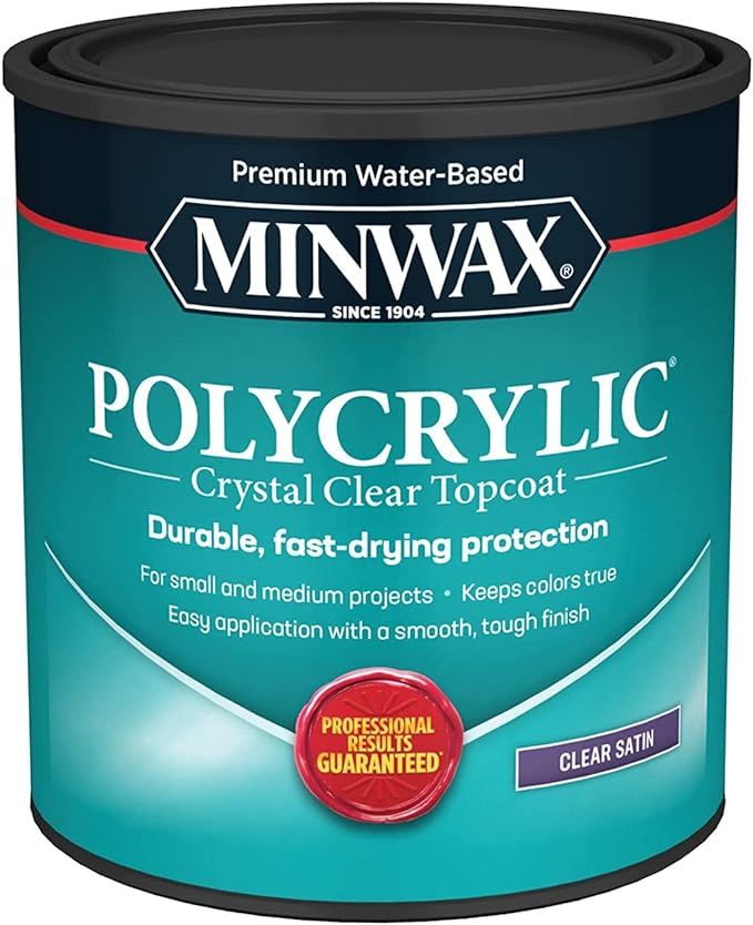 1 qt Minwax 63333 Clear Polycrylic Water-Based Protective Finish Satin | Amazon (US)