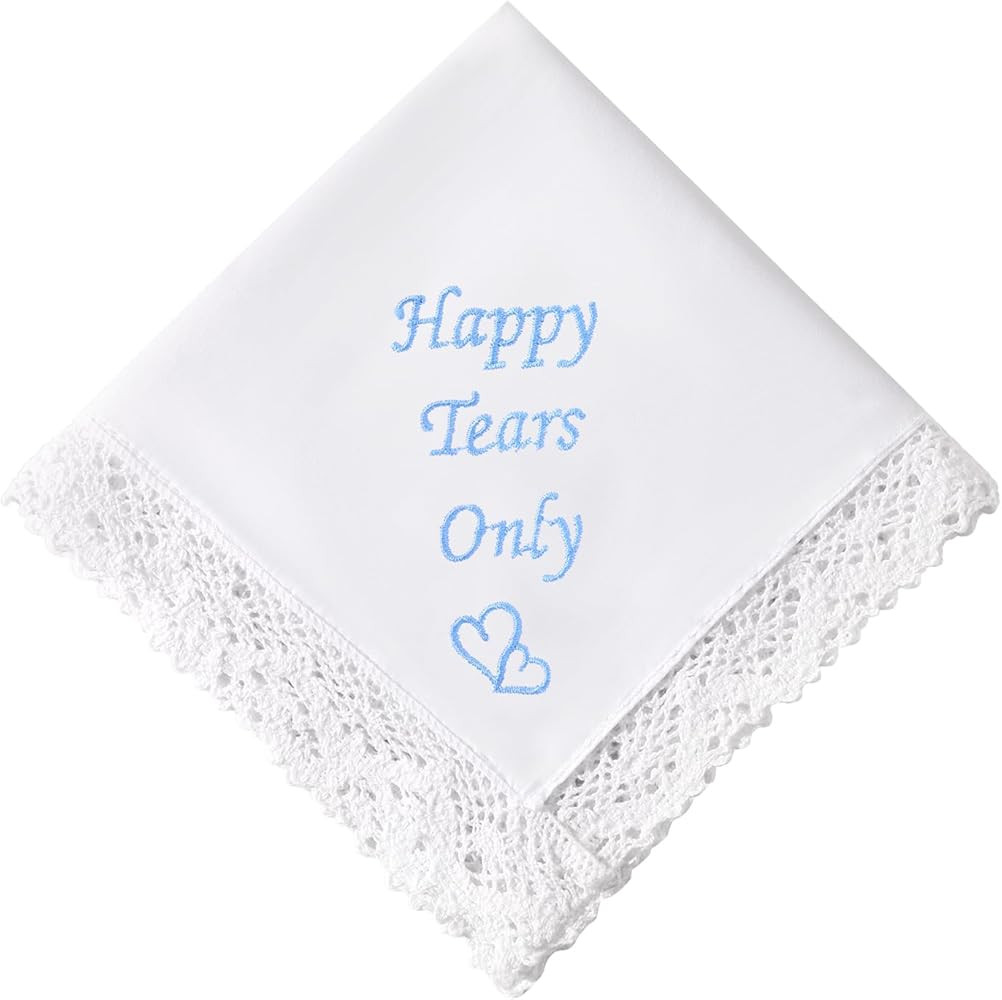 HOULIFE Embroidered Lace Wedding Handkerchief 60S Cotton White Hankies Personalized Embroidery Ha... | Amazon (UK)