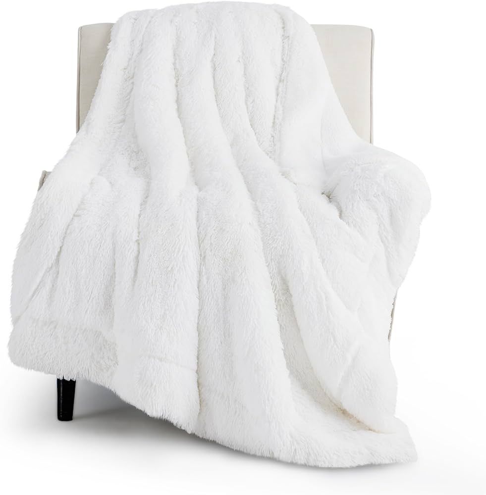 Bedsure Faux Fur White Throw Blanket for Couch – Soft, Fuzzy, Fluffy, and Shaggy White Blanket, Warm | Amazon (US)