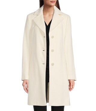 Single Breasted Wool Blend Reefer Coat | Dillard's