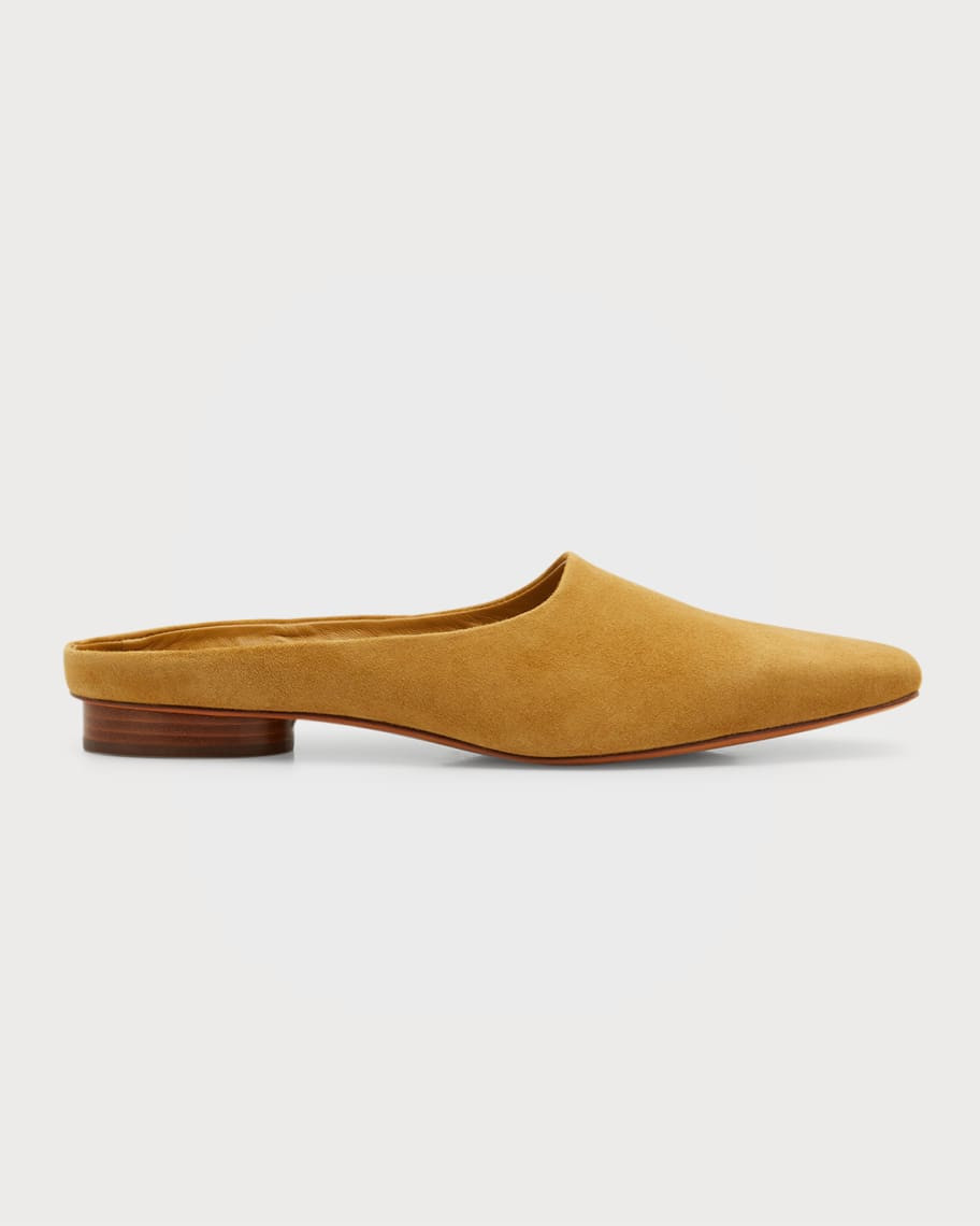 Valentina Leather Square-Toe Ballerina Mules | Neiman Marcus