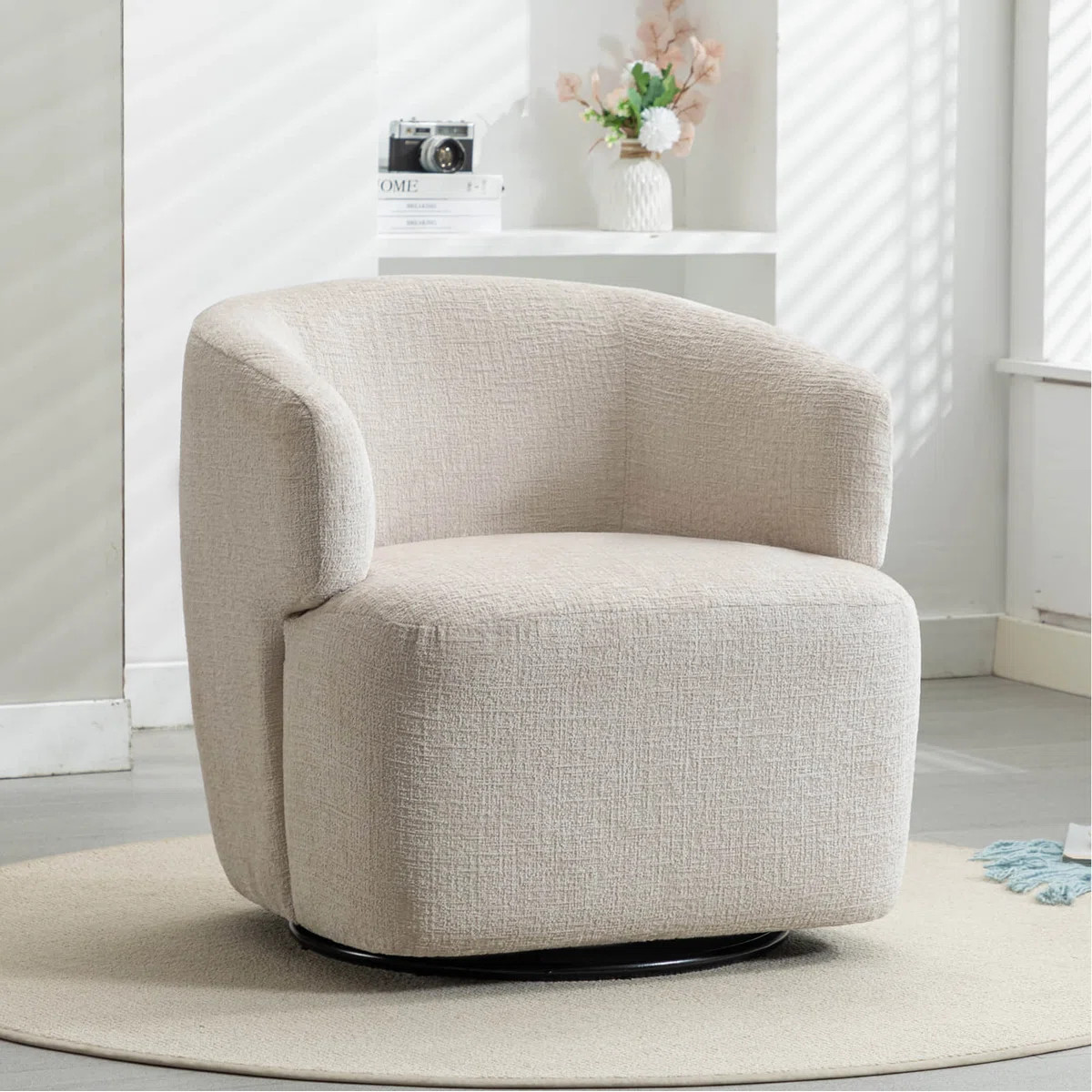 30" Wide Upholstered Swivel Barrel Accent Chair, No Assembly | Wayfair North America
