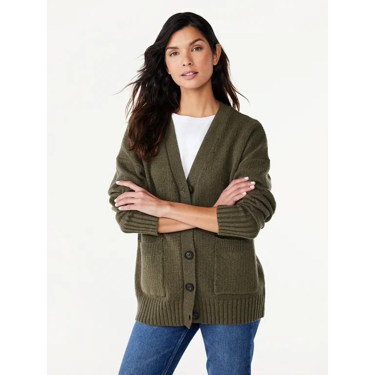 Free Assembly Women's Grandpa Cardigan Sweater, Midweight, Sizes XS-XXL - Walmart.com | Walmart (US)