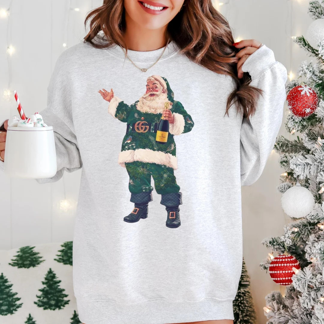 Boujee Santa Sweatshirt, Funny Luxe Christmas Crewneck - Etsy | Etsy (US)