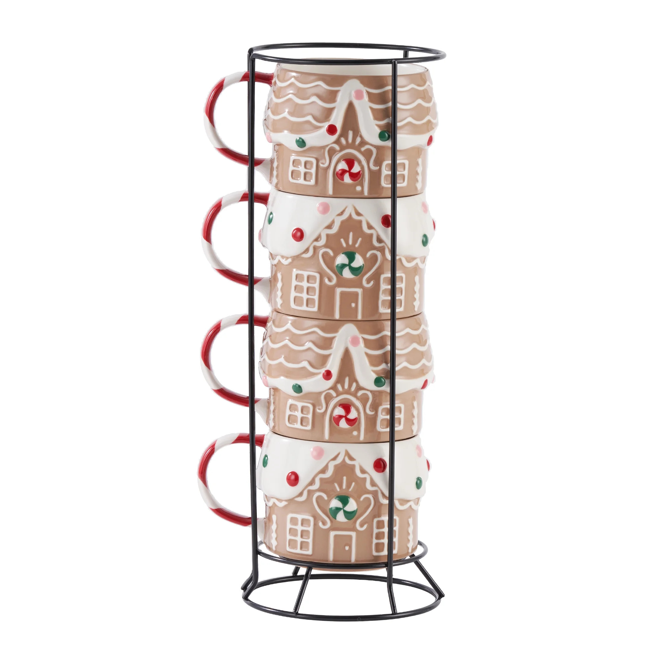 Holiday Time Cerámica Gingerbread House Tazas de Espresso Apilables de Cerámica | Walmart (US)