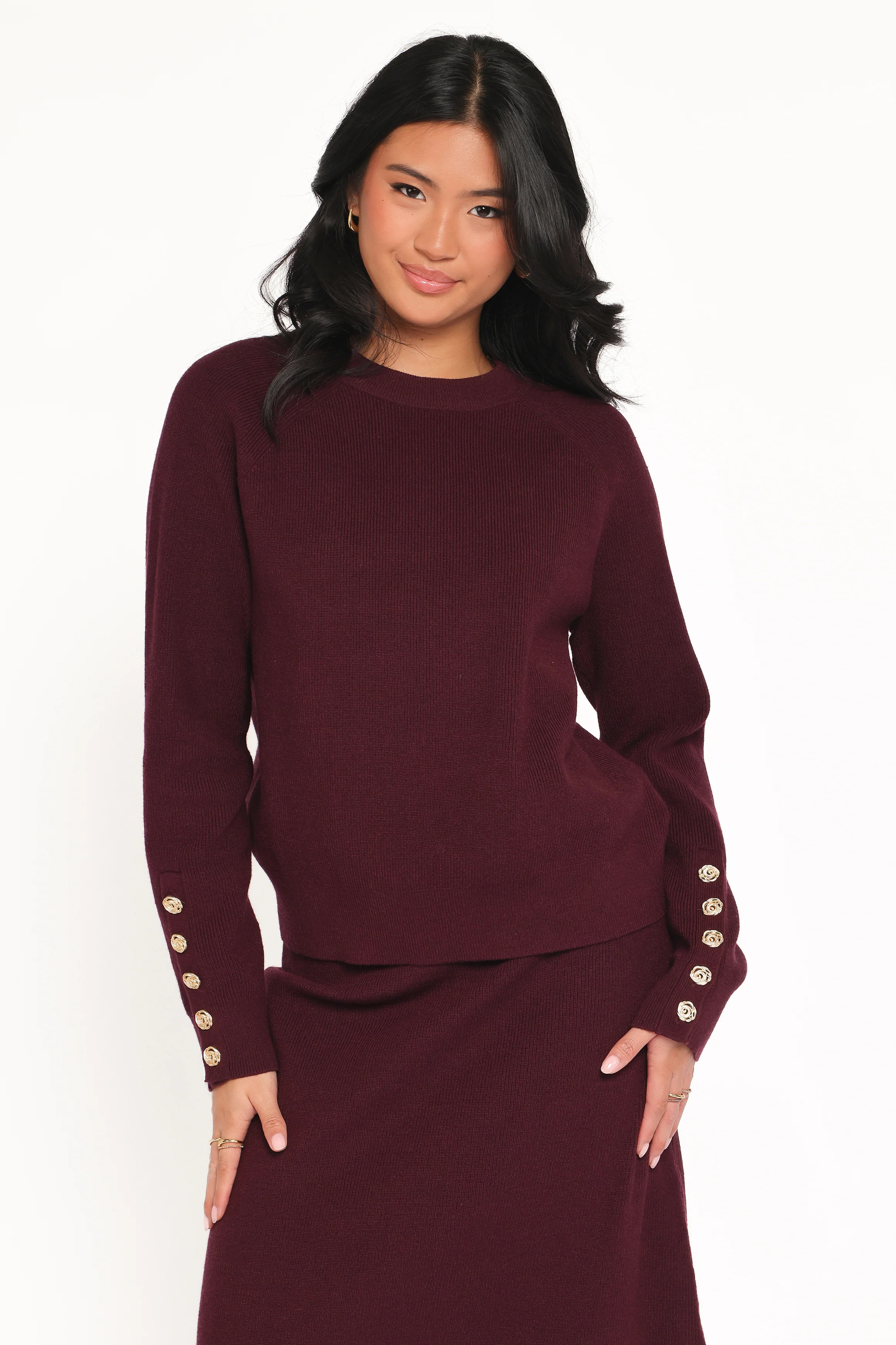 Bridget Maxi Skirt Sweater Set - Maroon | Petal & Pup (US)