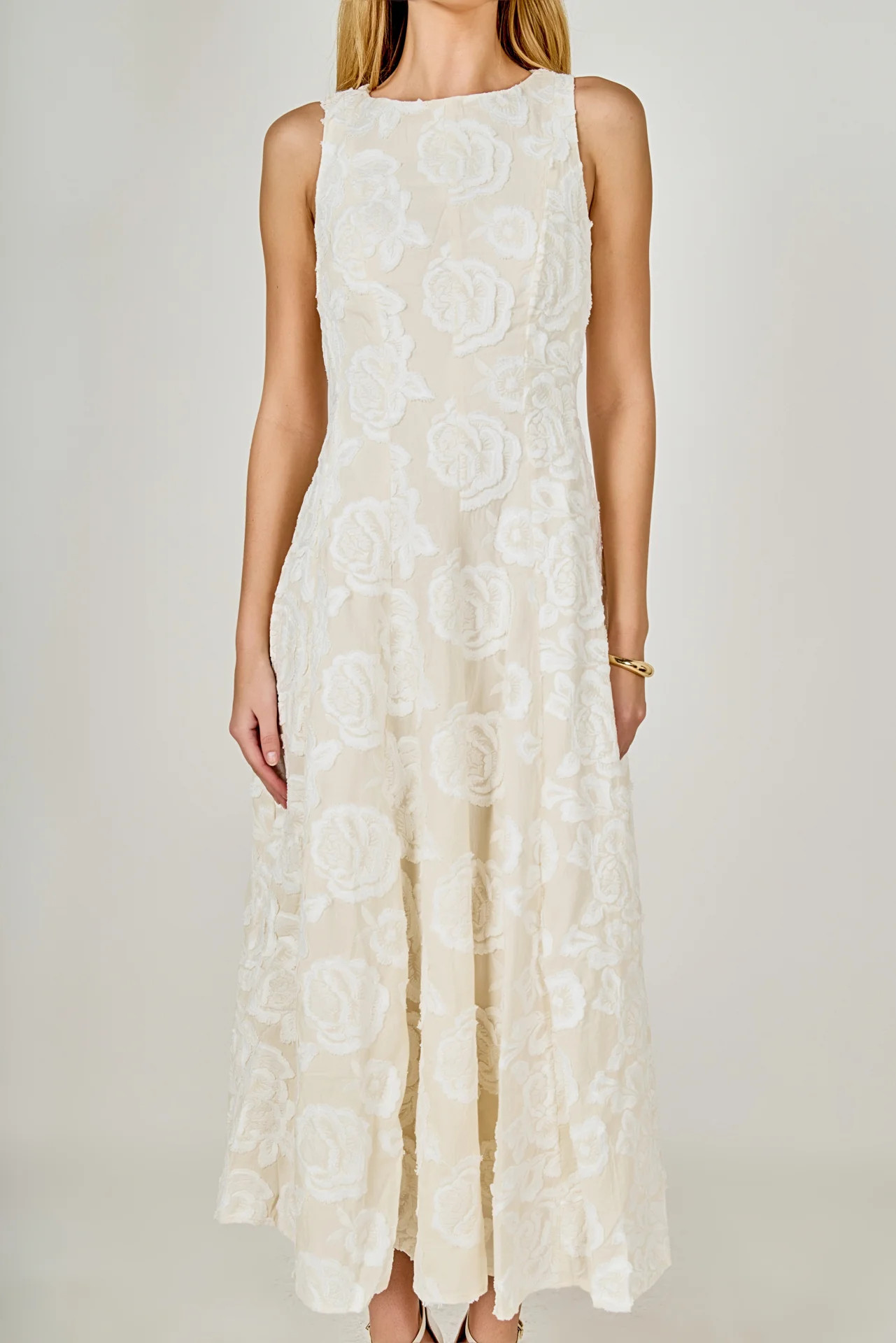 Denali Floral Embroidered Sleeveless Midi Dress | Endless Rose