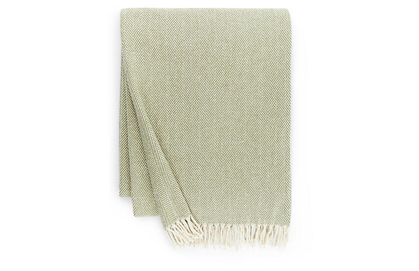 Celine Cotton Throw, Moss | One Kings Lane
