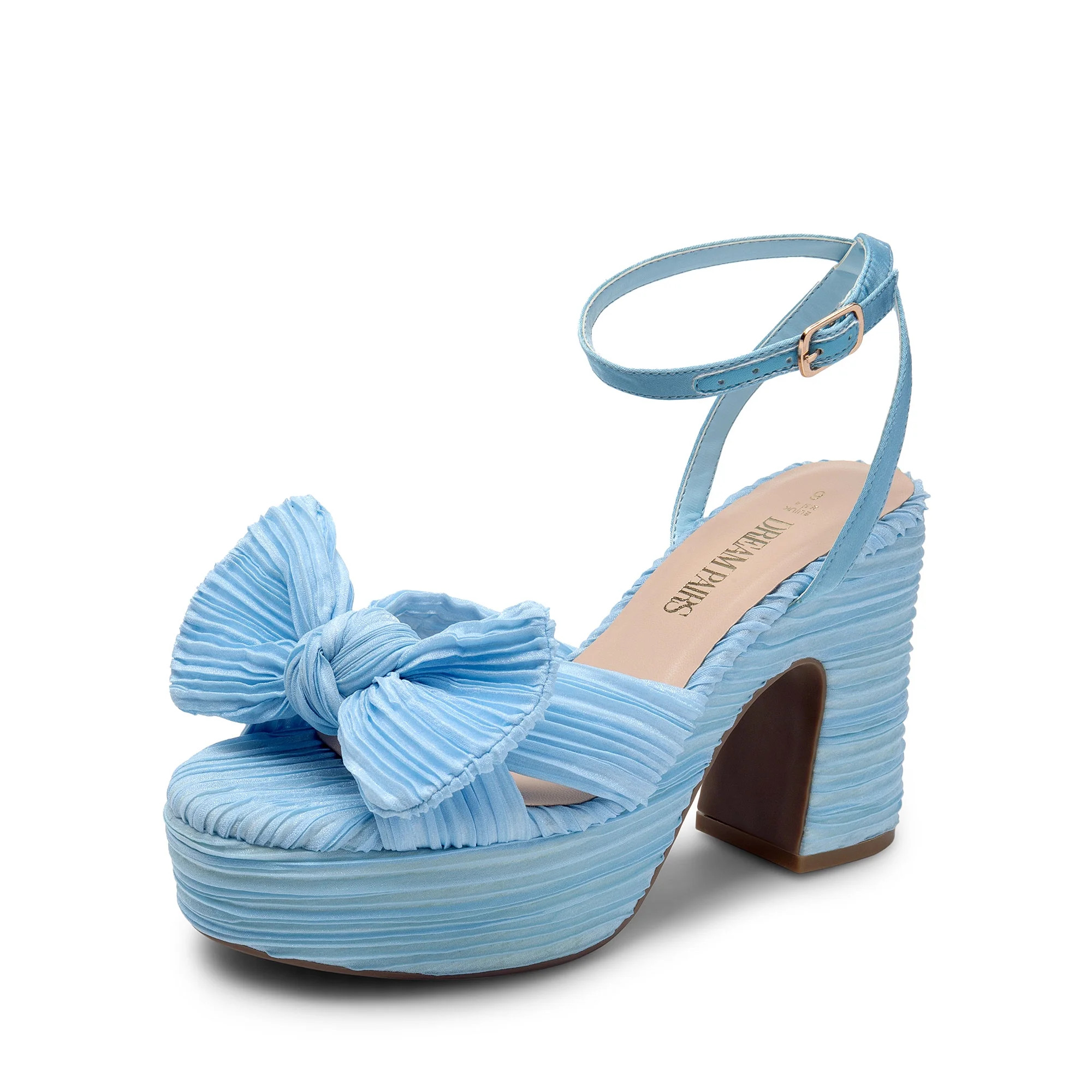DREAM PAIRS Women's Chunky Platform Heels Sandals Pleated Bow Knot Ankle Buckle Strap Heeled Sand... | Walmart (US)