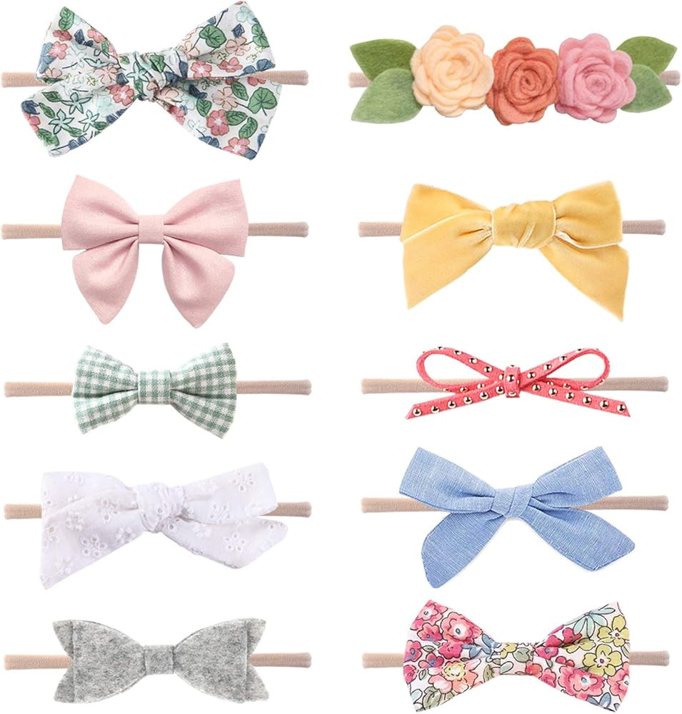 Baby Girl Headbands and Bows, Newborn Infant Toddler Nylon Hairbands Hair Accessories by LittleJo... | Amazon (US)