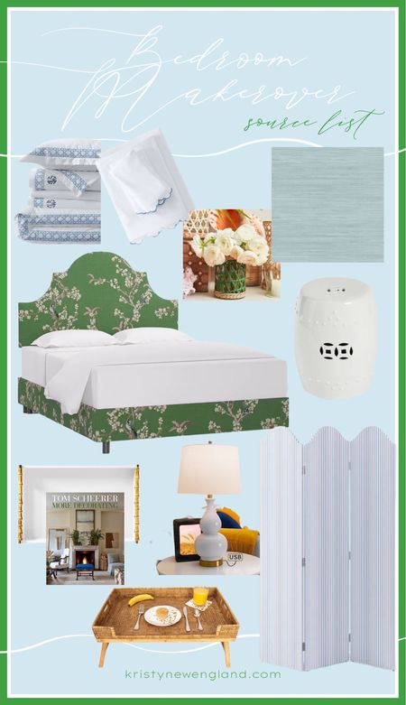 All the home decor and new furniture from our bedroom makeover

#chinoiserie #homedecor #bedroom #upholsteredhradboard #usblamp #gourdlamp #whitelamp #breakfasttray #gardenstool #ehitegardenstool #grasscloth #wallpaper #screen #blueandwhiebedding #hotelbedding #scallopedsheets 

#LTKhome #LTKFind #LTKGiftGuide