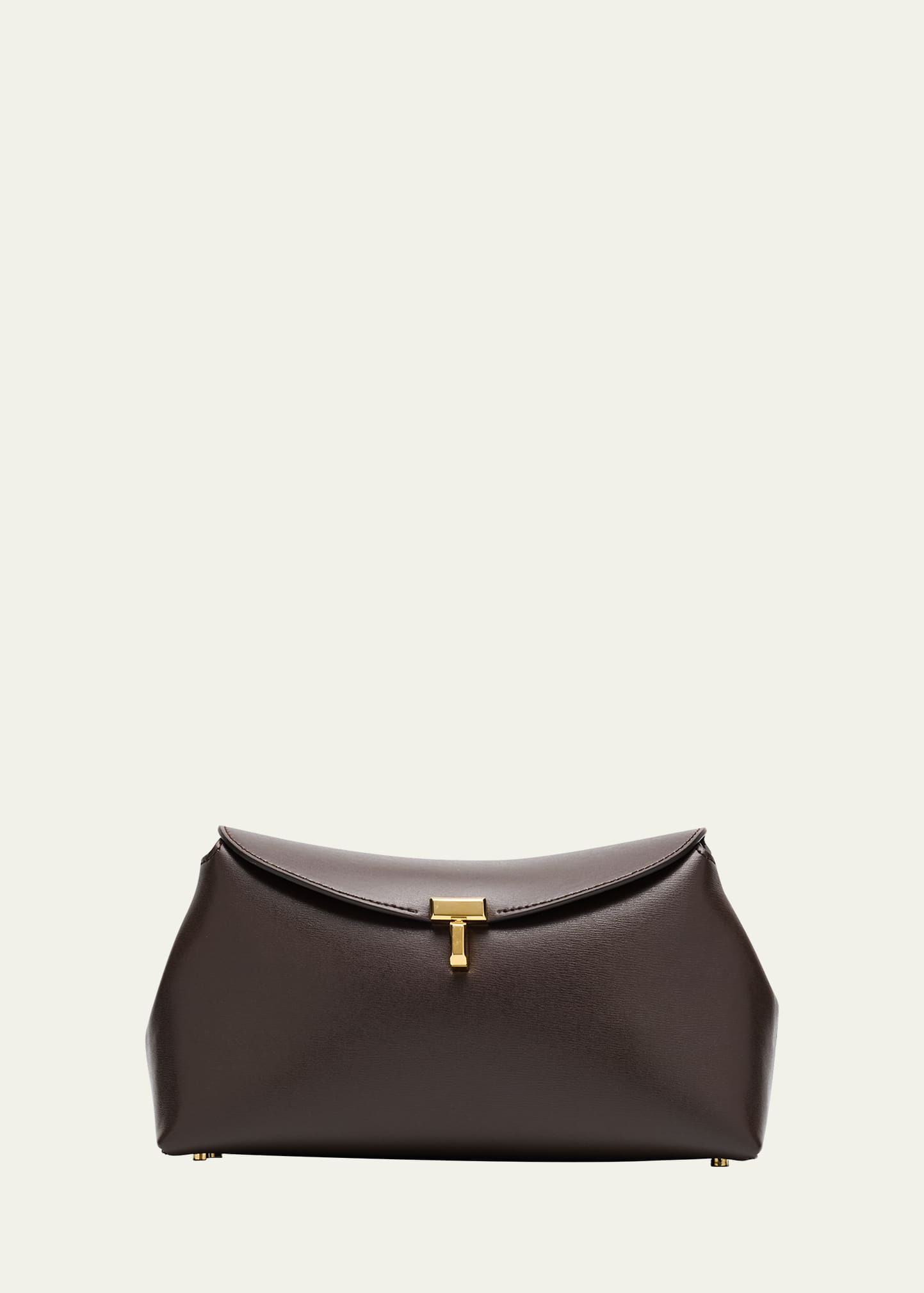 Toteme T Lock Flap Leather Clutch Bag | Bergdorf Goodman