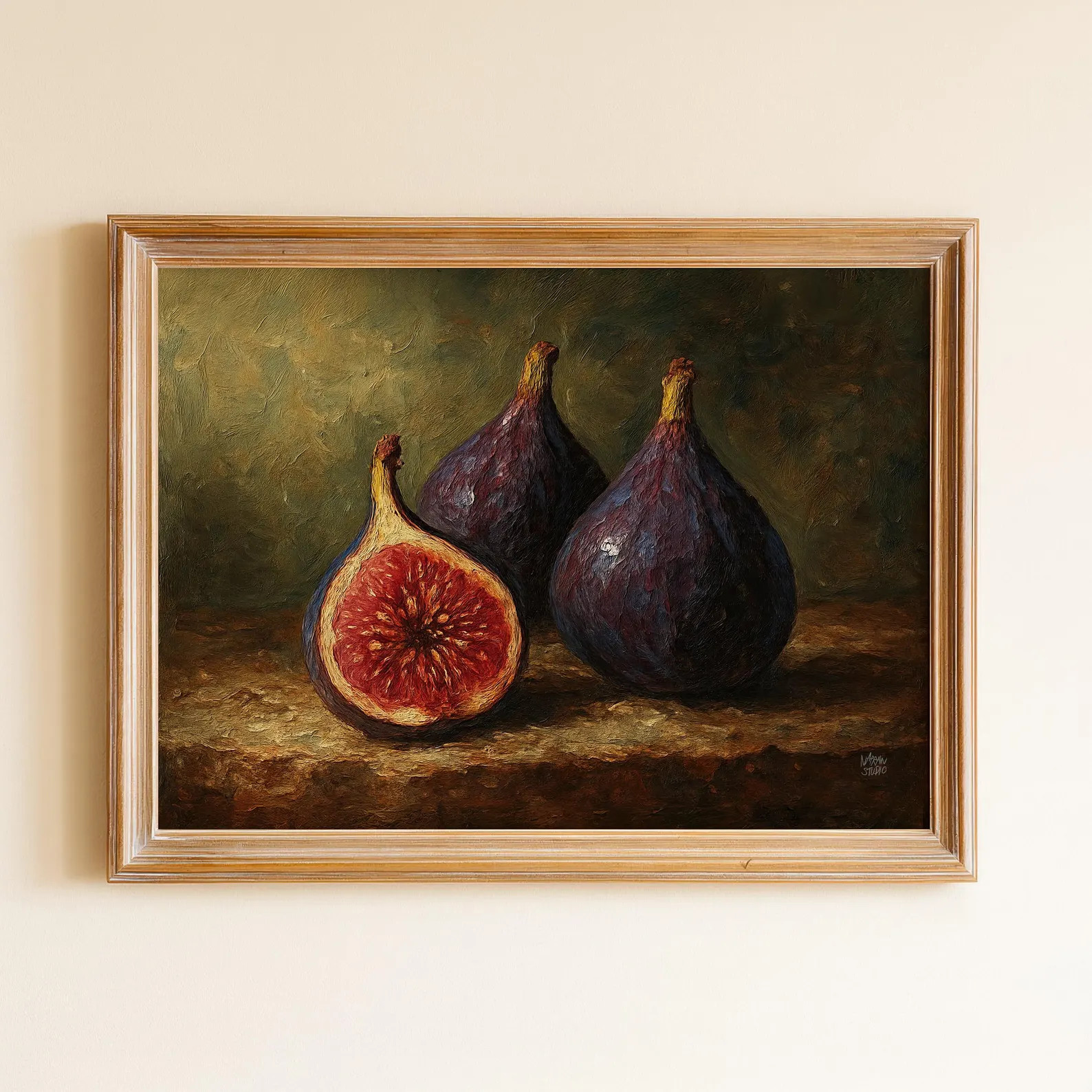Fig Still Life Oil Painting Print – Moody Fruit Wall Art | Etsy (Global)