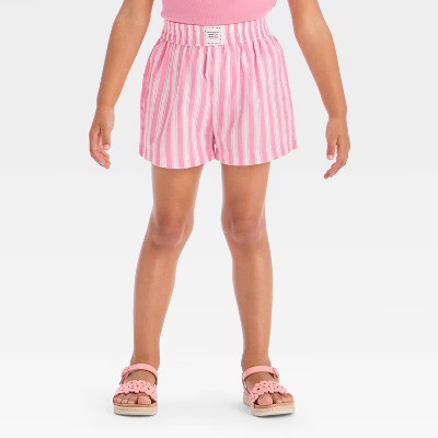 Grayson Mini Toddler Girls' Striped Woven Shorts - Pink | Target