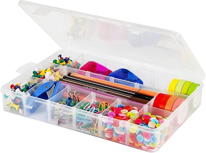 18 Grids Plastic Organizer Box with Dividers, Exptolii Clear Compartment Container Storage for Wa... | Amazon (US)