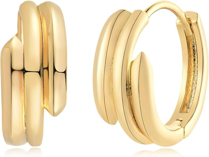 MYEARS Women Earrings Gold Huggie 14K Gold Plated Small Simple Hypoallergenic Everyday Jewelry | Amazon (US)