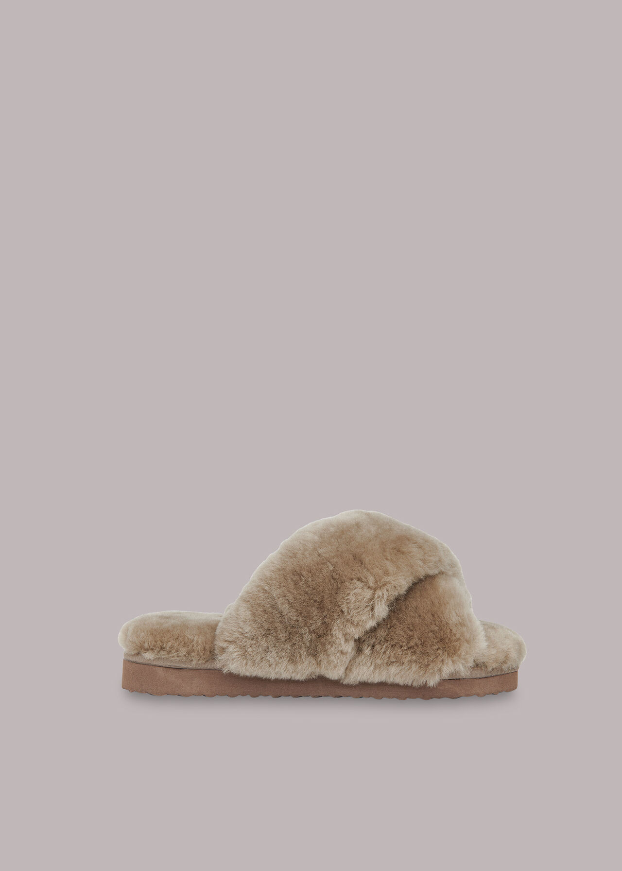Taupe Macy Cross Strap Slipper | WHISTLES | | Whistles
