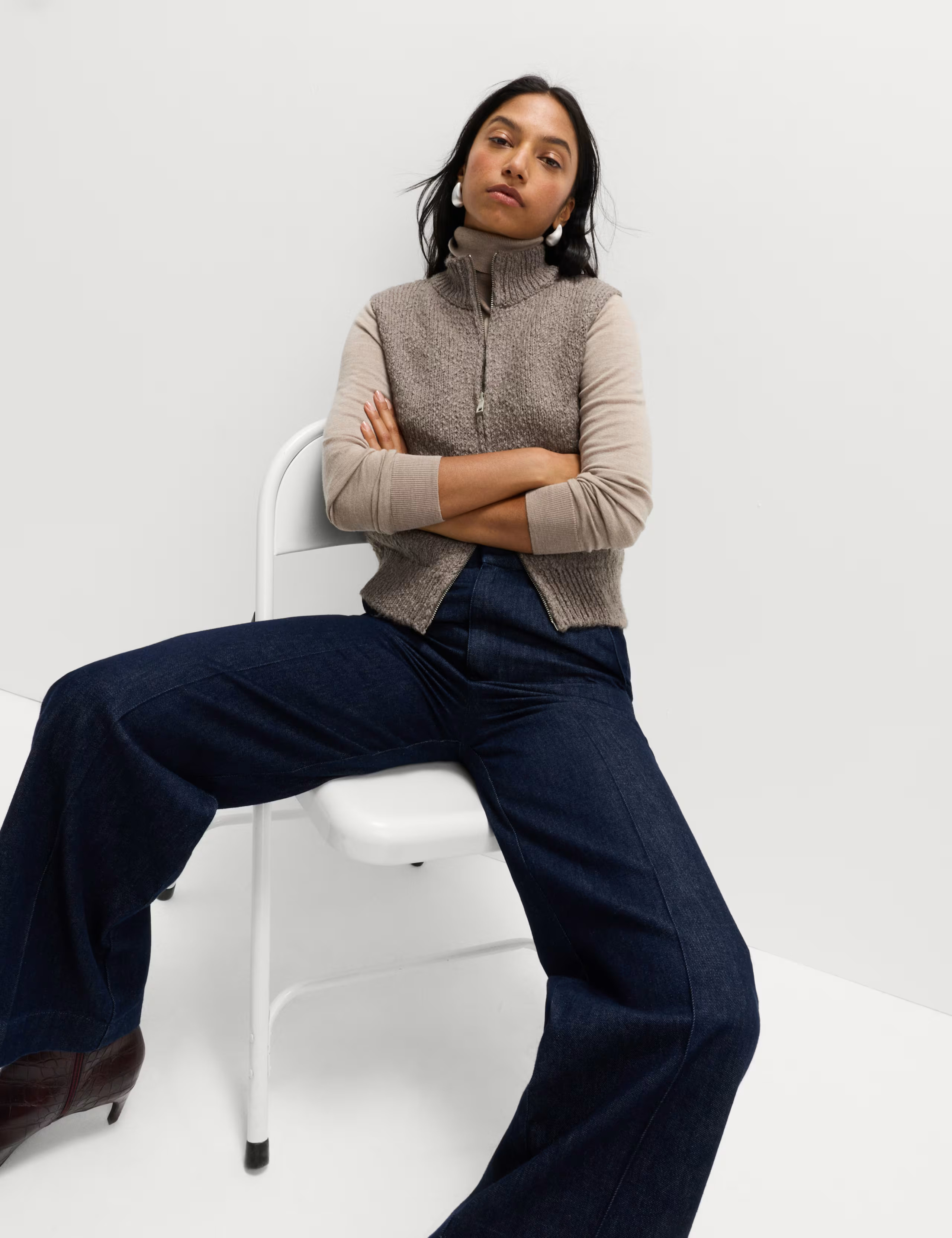 Cotton Rich Boucle Zip Up Knitted Waistcoat | Marks & Spencer (UK)