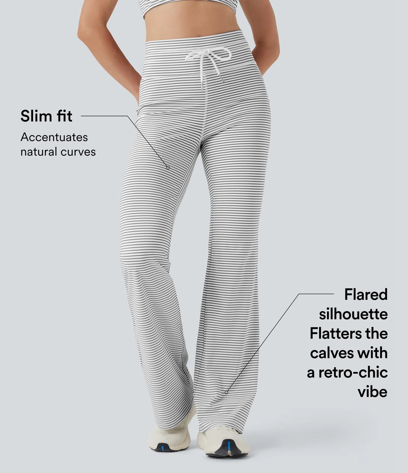 Women’s High Waisted Drawstring Stripe Flare Yoga Pants with Pockets - Halara | HALARA