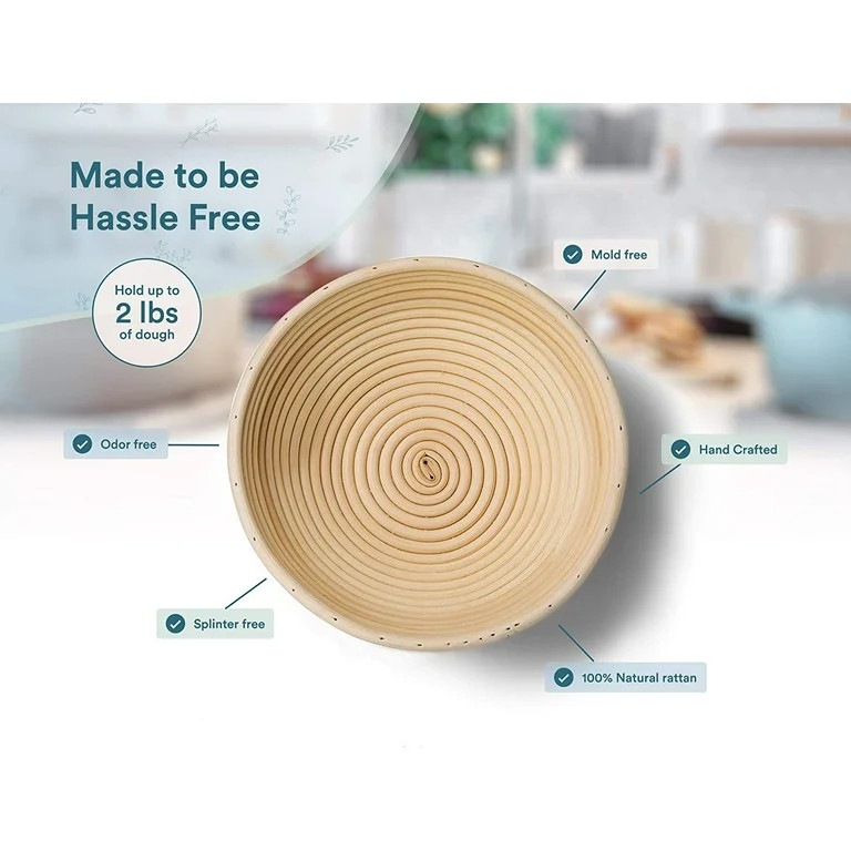 Kook Banneton Bread Proofing Basket Set with Bread Lame Scoring Tool & Dough Scraper | Walmart (US)