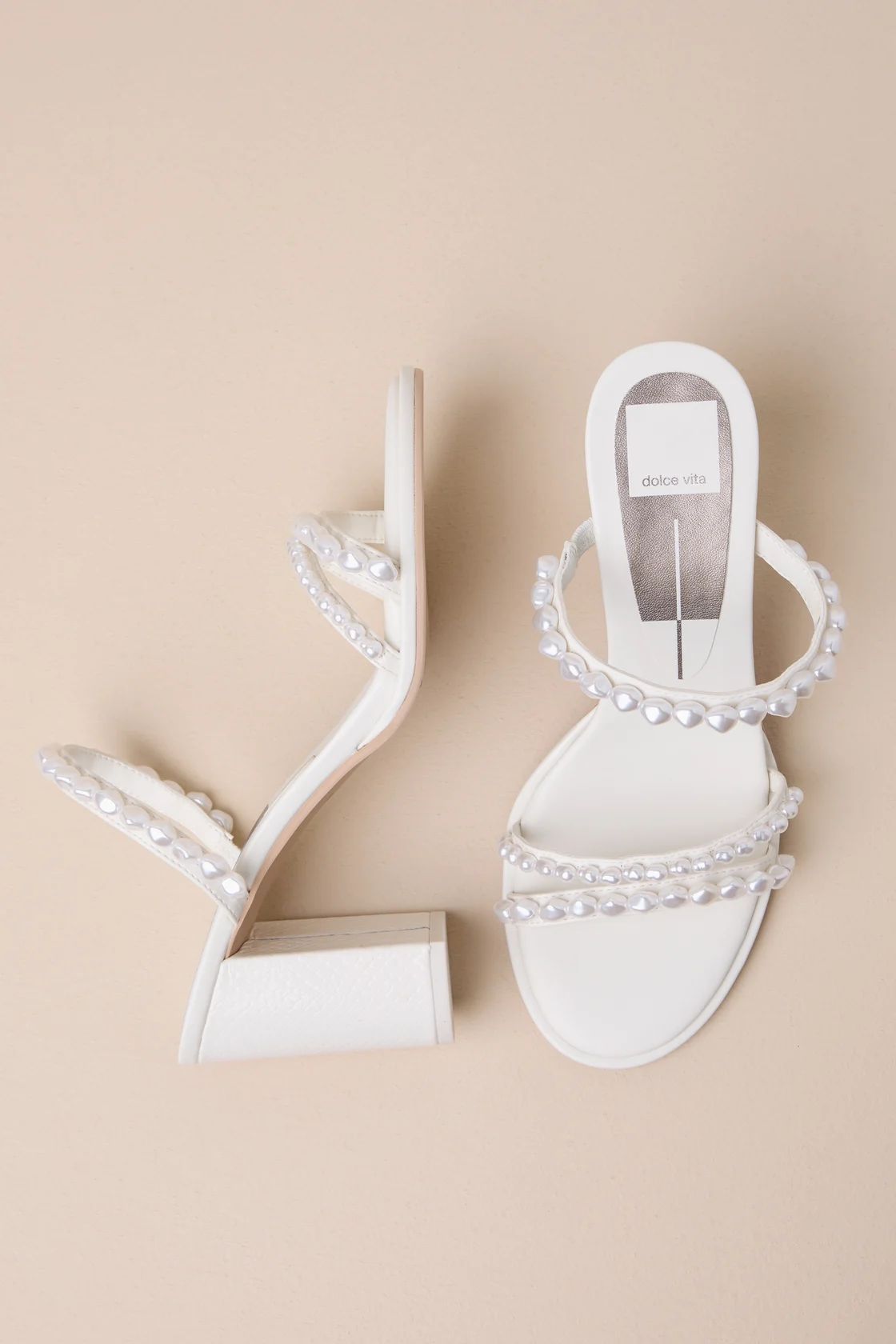 Barrit Pearl Vanilla Embellished Strappy High Heel Sandals | Lulus