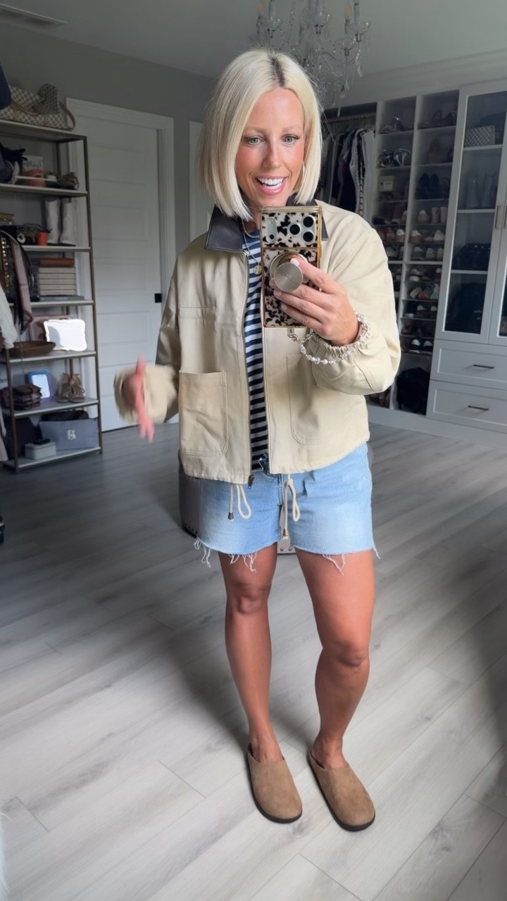 Jacket medium
Tee small
Shorts sized up 2 sizes to an 8 for a loose fit!
Shoes TTS

#LTKSaleAlert #LTKootd #LTKmomlife
