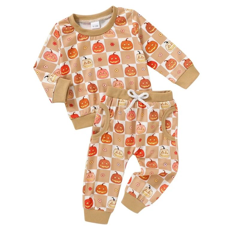 Younger Tree Baby Halloween Clothes Outfits Toddler Boy Girl Cute Pumpkin Crew Neck Long Sleeve S... | Walmart (US)