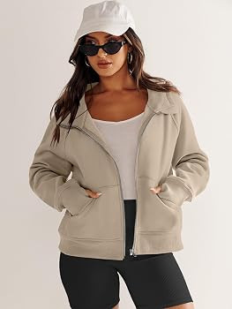 Caracilia Women‘s Cropped Full Zip Hoodies Long Sleeve Sweatshirts Fall Winter Clothes 2023 Fas... | Amazon (US)