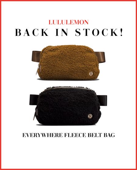 Lululemon fleece belt bag back in stock! #lululemon Belt bag. Sherpa bag. Fall fashion accessories. Athleisure. 

#LTKunder100 #LTKSeasonal #LTKfit