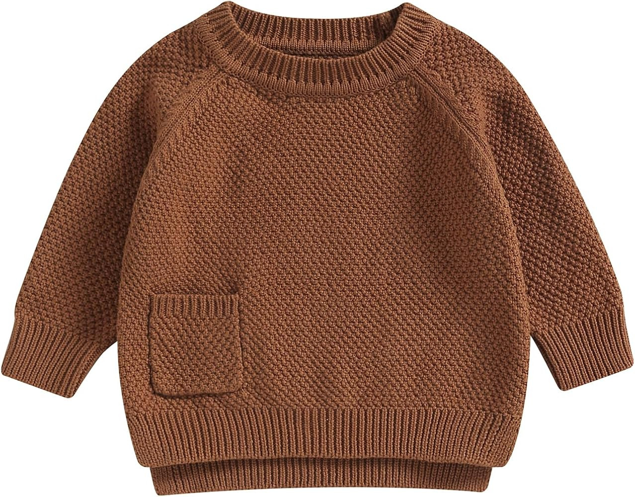 Baby Girl Boy Chunky Sweater Knit Long Sleeve Oversized Sweaters Crewneck Sweatshirt Knitted Top ... | Amazon (US)