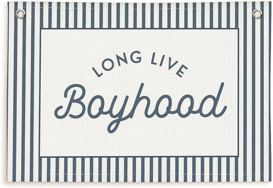 Lacama Vintage Blue Long Live Boyhood Boys Room Decor, Boy Nursery Decor, Linen Banner Wall Hangi... | Amazon (US)