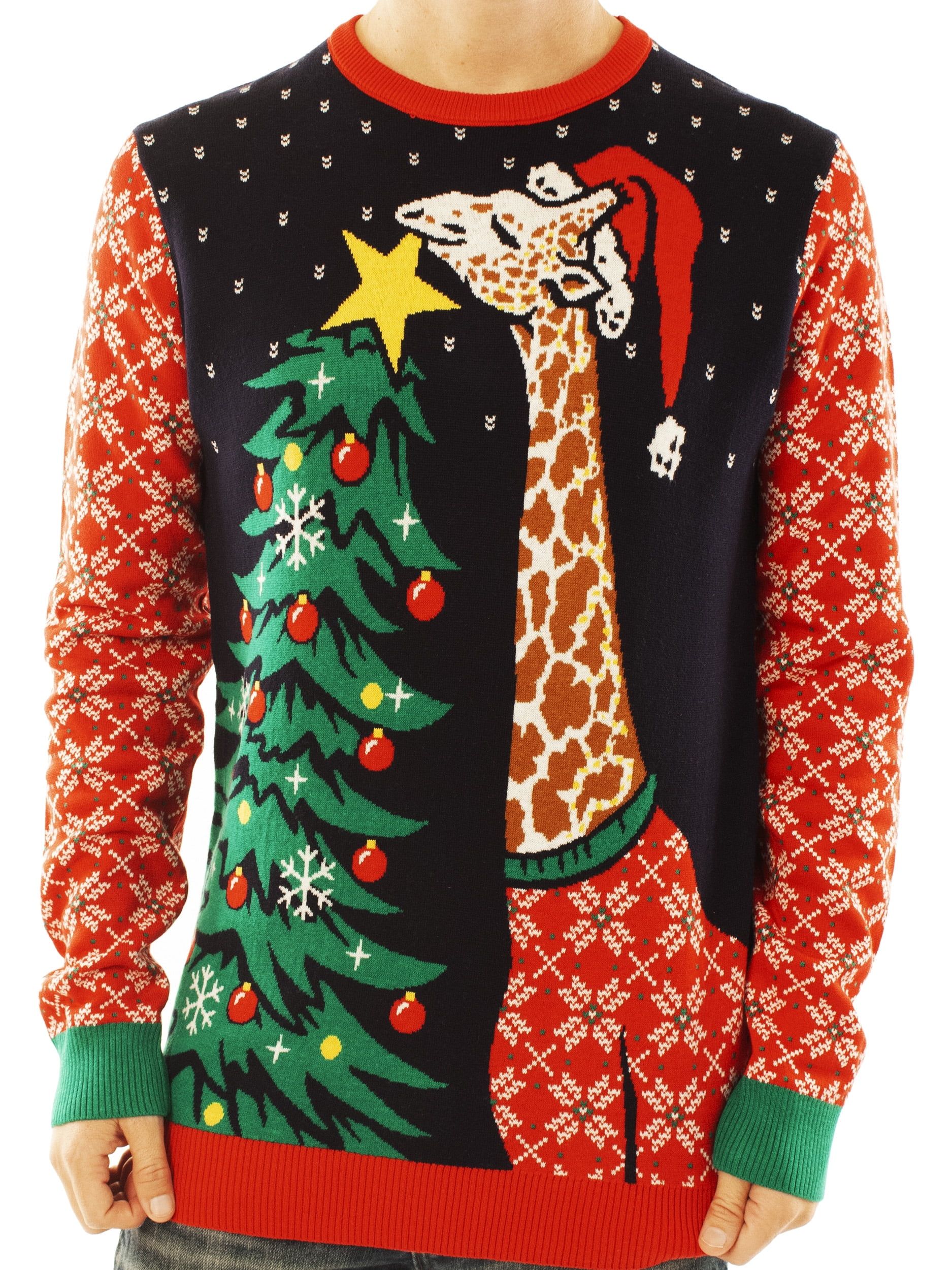 Ugly Christmas Party Sweater Unisex Men's Giraffe Hanging Star On Tree-Small | Walmart (US)