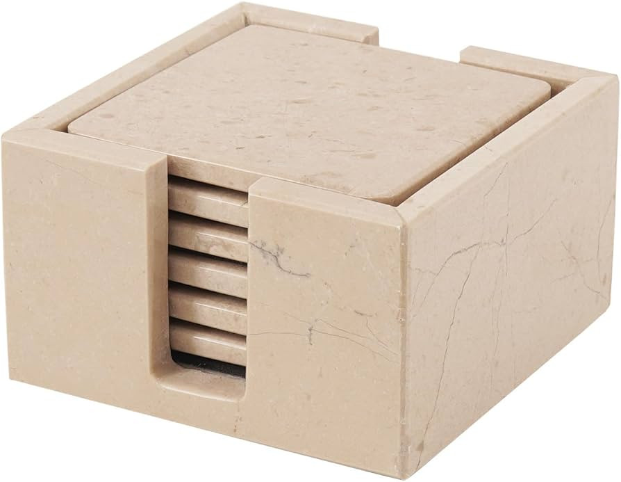 Radicaln Marble Coaster Set with Holder 3.5'' Inches Verona Square Handmade Coaster Modern Coaste... | Amazon (US)