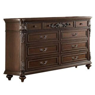 Benjara 17 in. Brown 9 Drawers Dresser with Molded Details and Metal Handle BM232910 - The Home D... | The Home Depot
