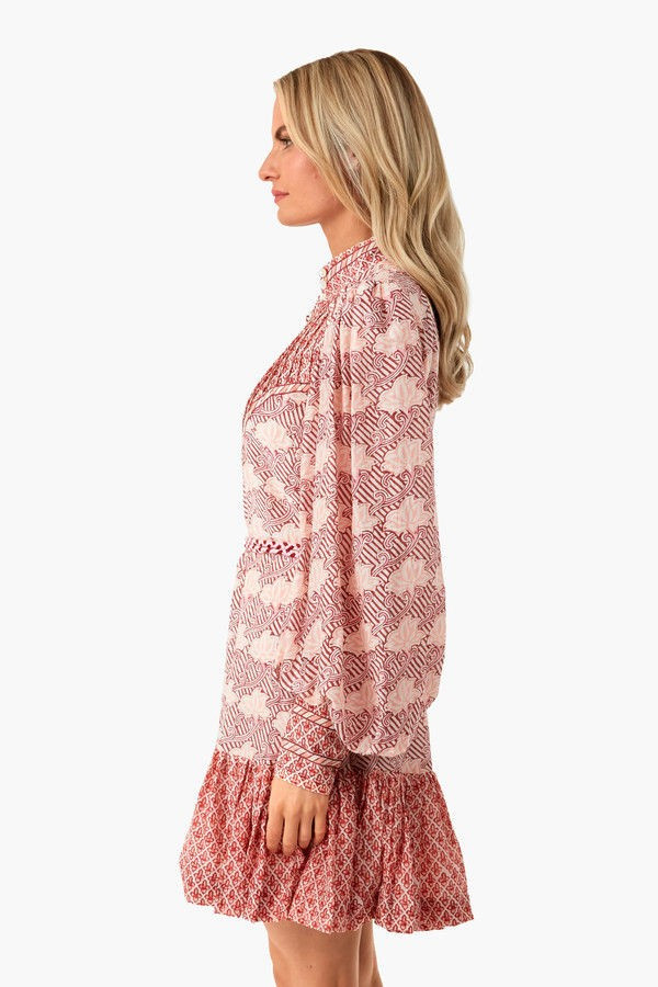 Petal Florence High Neck Button Mini Dress | Tuckernuck (US)